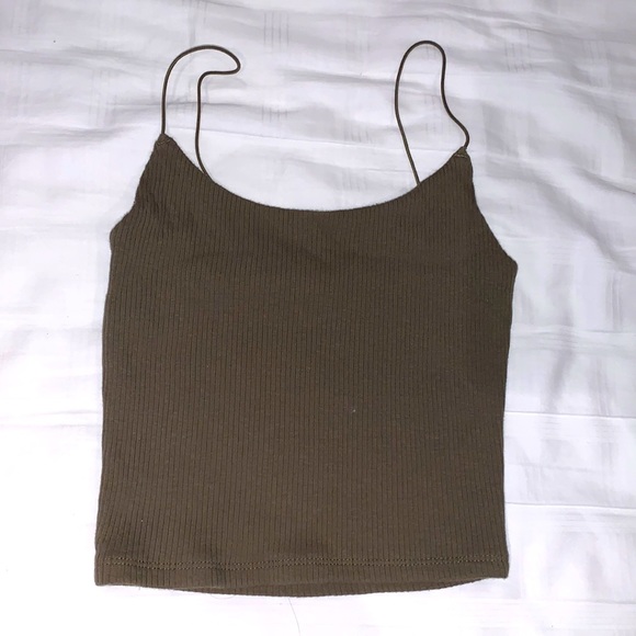 Thin strap, crop top - Dark Green - Picture 1 of 2